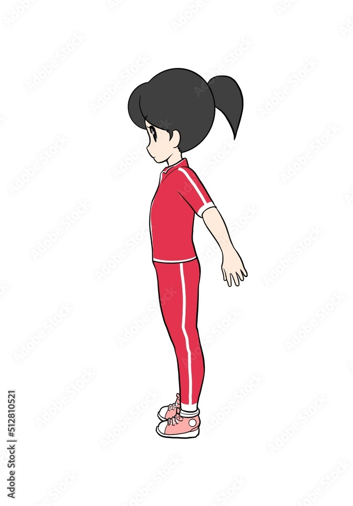 立って胸を張る女性 立って胸を張る女性