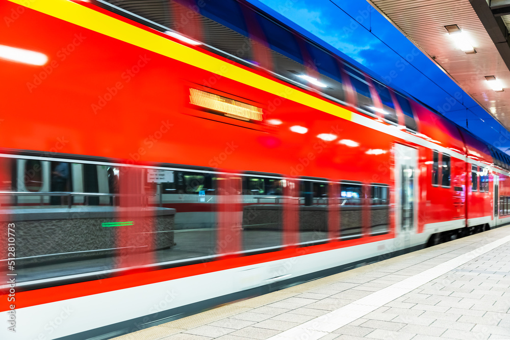 High speed train at railway station platform