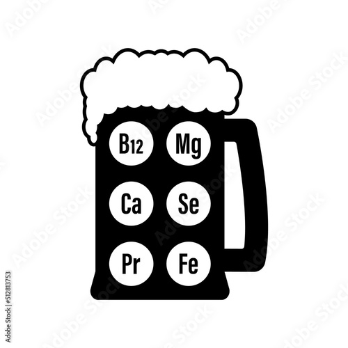 A set of vitamins in beer. Isolated vector illustration on white background. 