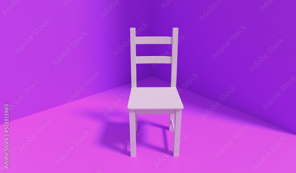 3d illustration, chair, fuchsia background, copy space, 3d rendering. 3d illustration, chair, fuchsia background, copy space, 3d rendering.