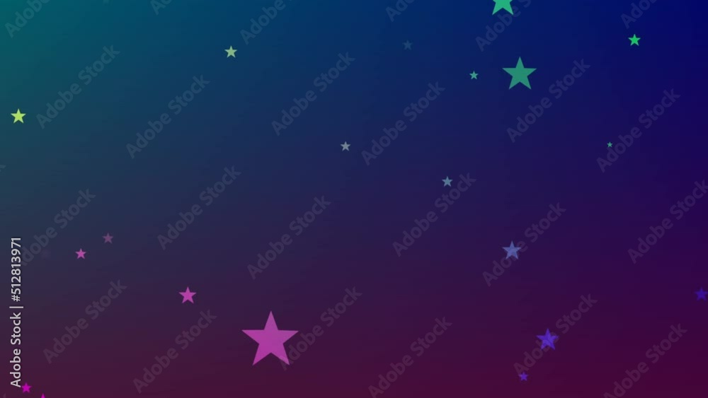 Digital animation of multiple star icons falling against copy space on purple gradient background Digital animation of multiple star icons falling against copy space on purple gradient background