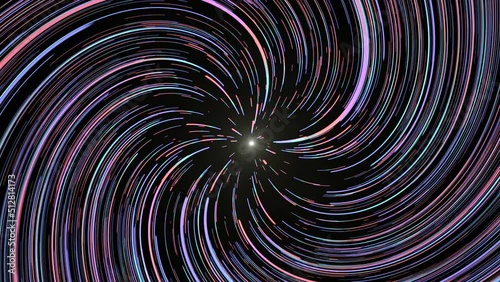 Warp Abstract Stars Spiral. Travel in space with the speed of light, spiral motion different color tones. Motion graphics 3840x2160 resolution.