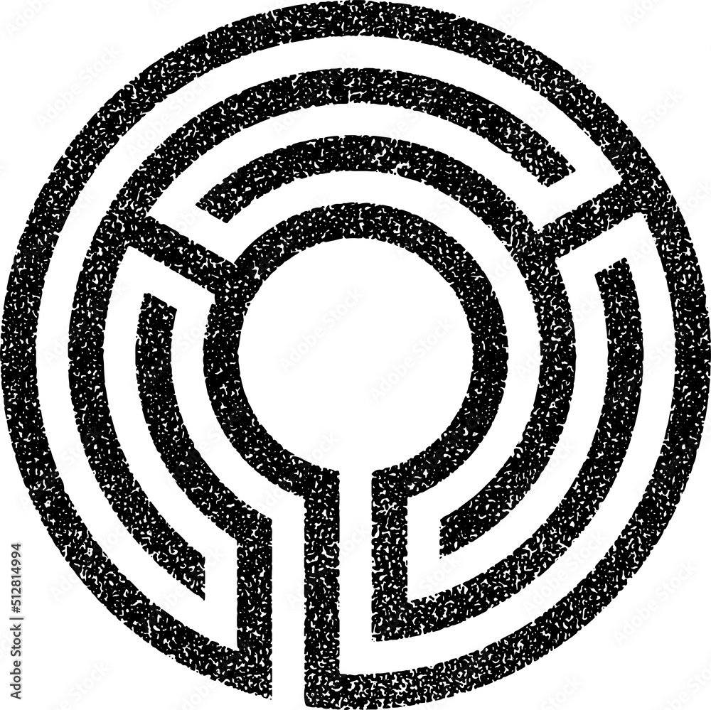 Circular labyrinth stamp texture