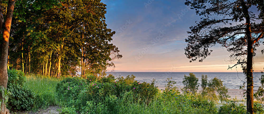 Obraz premium Beach of the Baltic Sea in Jurmala – famous tourist resort in Latvia. Image depicts developing ecological tourism in Baltic region 