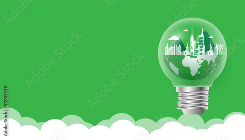 Design for invironment banner,  with city and garden, save the planet and energy concept, paper illustration, and 3d paper. 