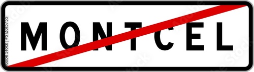 Tableau sur toile Panneau sortie ville agglomération Montcel / Town exit sign Montcel