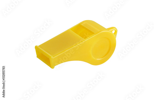 Yellow whistle Isolated on White