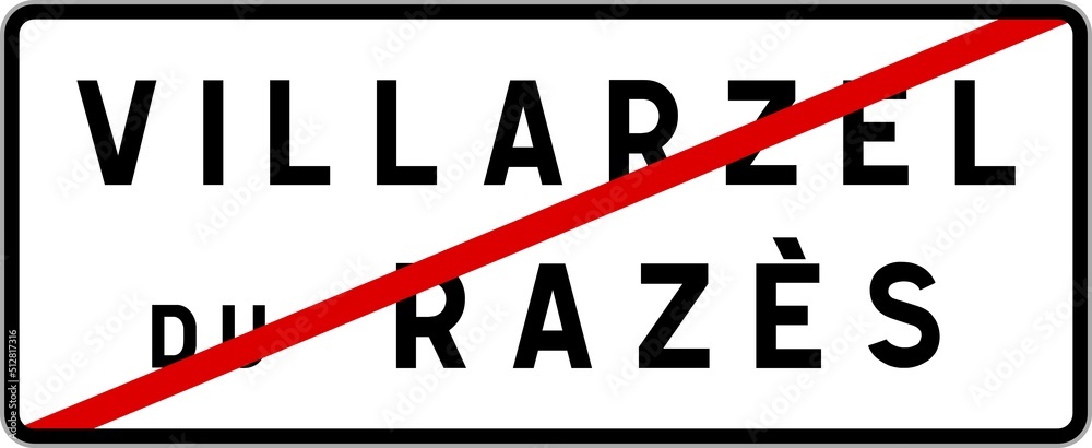 Panneau sortie ville agglomération Villarzel-du-Razès / Town exit sign Villarzel-du-Razès Panneau sortie ville agglomération Villarzel-du-Razès / Town exit sign Villarzel-du-Razès