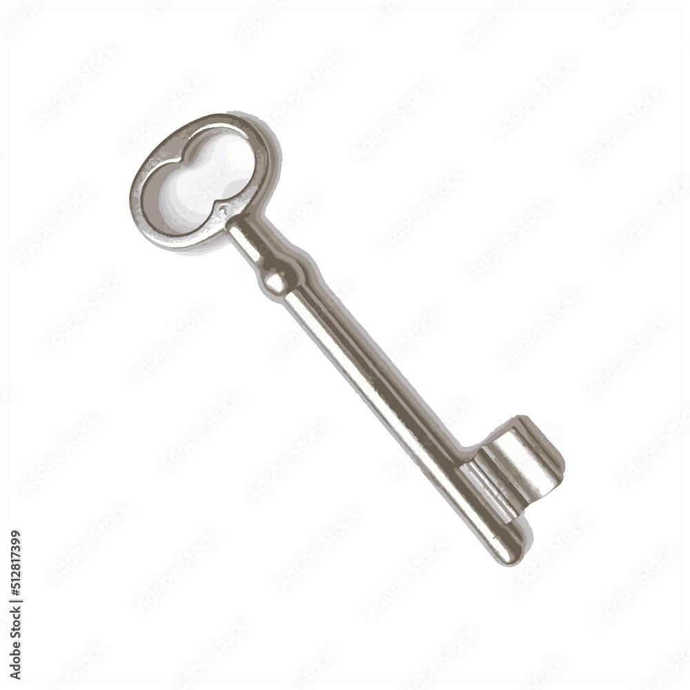 Old metal door key, vector, icon, illustration, isolated on white background. Old metal door key, vector, icon, illustration, isolated on white background.