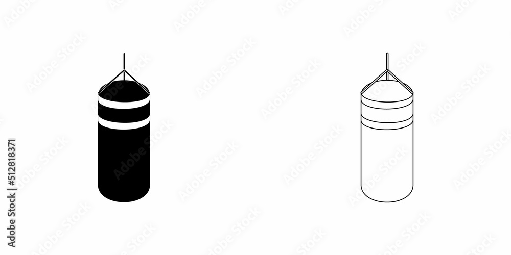 Punching bag. Sports equipment vector icon. Punching bag. Sports equipment vector icon.