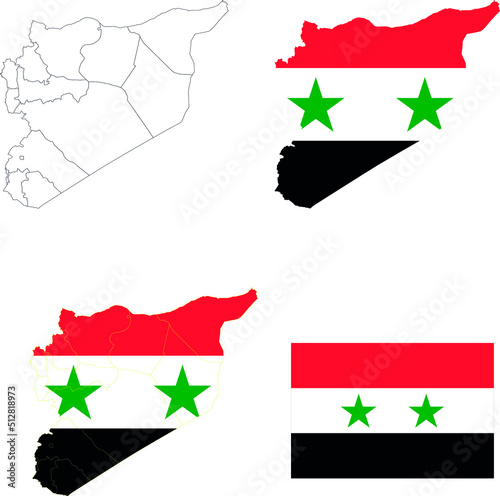 Set of territories of the country with the flag of Syria