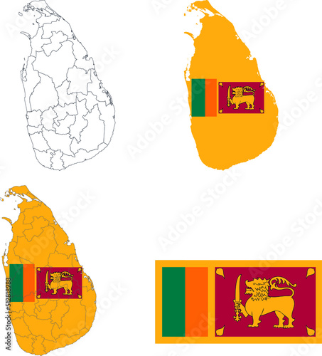 Set of territories of the country with the flag of  Sri Lanka