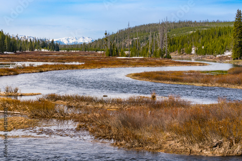 Snake River as it twists and winds through Yellowstone National Park, Wyoming