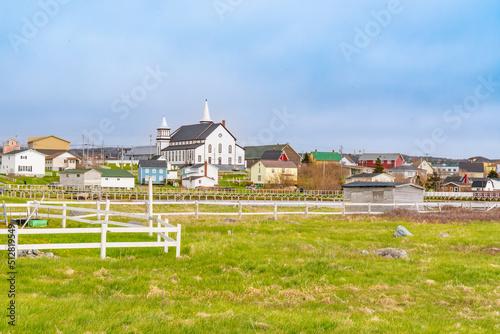 Town of Bonavista, Newfoundland, Canada with church in the background photo