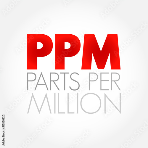 PPM Parts Per Million - number of units of mass of a contaminant per million units of total mass, acronym text concept background