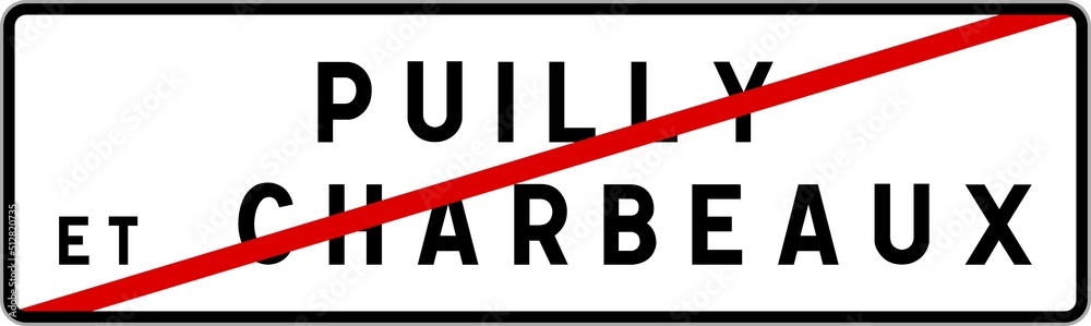 Panneau sortie ville agglomération PuillyetCharbeaux / Town exit sign