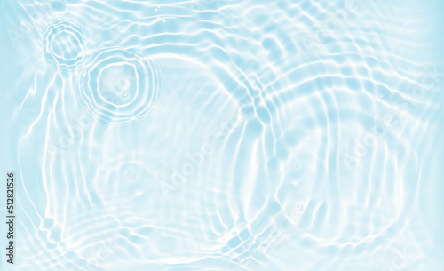 beautiful abstract water background, water wave and circles with sun reflections from above in white and light blue, clean water texture for cosmetics, beach vacation, pharmacy or  water resource