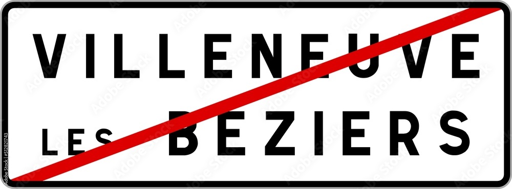 Panneau sortie ville agglomération Villeneuve-lès-Béziers / Town exit sign Villeneuve-lès-Béziers Panneau sortie ville agglomération Villeneuve-lès-Béziers / Town exit sign Villeneuve-lès-Béziers