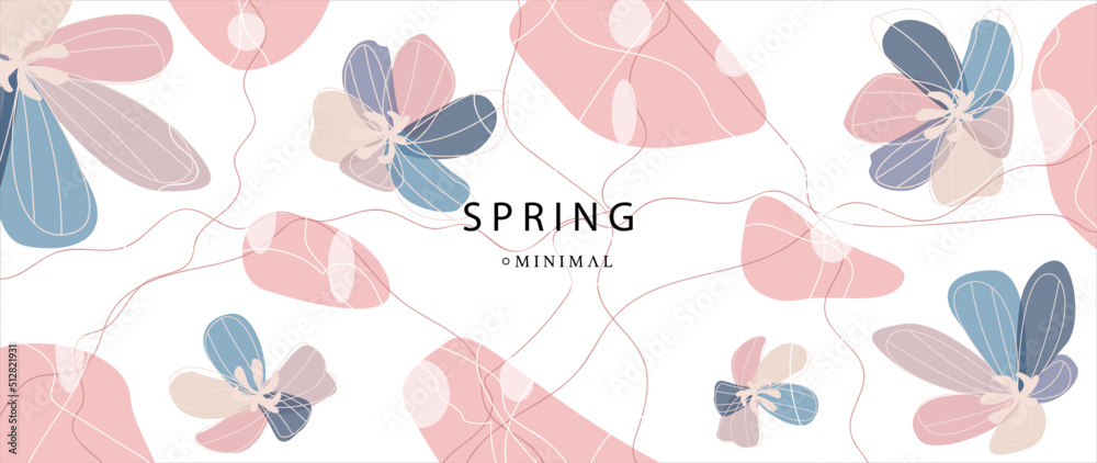 Vector flat illustration. Spring flowers in shades of pink on a white ...