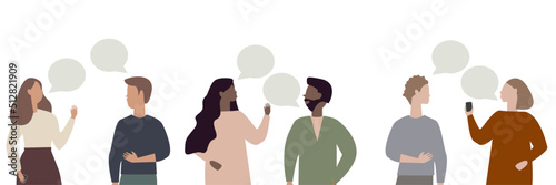 	
Set of multiethnic people talking or speaking. Collection of chatting couples with speech bubbles. Men and women meeting. Dialogues between characters. Flat vector illustration on a white background