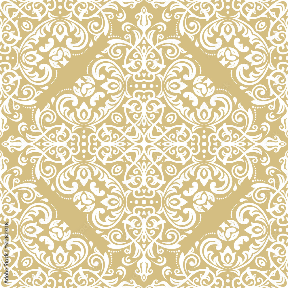 Orient vector classic yellow and white pattern. Seamless abstract background with vintage elements. Orient pattern. Ornament for wallpapers and packaging Orient vector classic yellow and white pattern. Seamless abstract background with vintage elements. Orient pattern. Ornament for wallpapers and packaging
