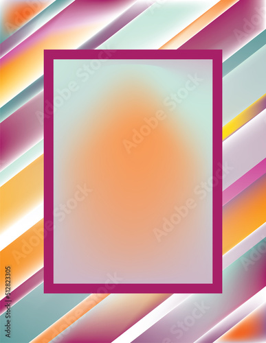 Abstract background. Gradient diagonal stripes of purple orange blue green in modern vector frame. Colorful pattern. Business report cover design. blank title text box, geometric pattern border. eps10 © Arlenta Apostrophe