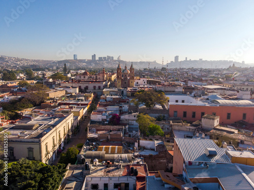 Obraz na płótnie An aerial view of Queretaro City, Mexico. Drone photo in the morning in City center w salonie