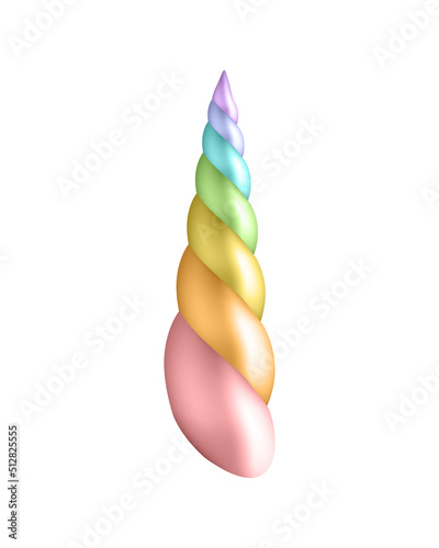 Unicorn rainbow horn, vector cartoon illustration isolated on white background.