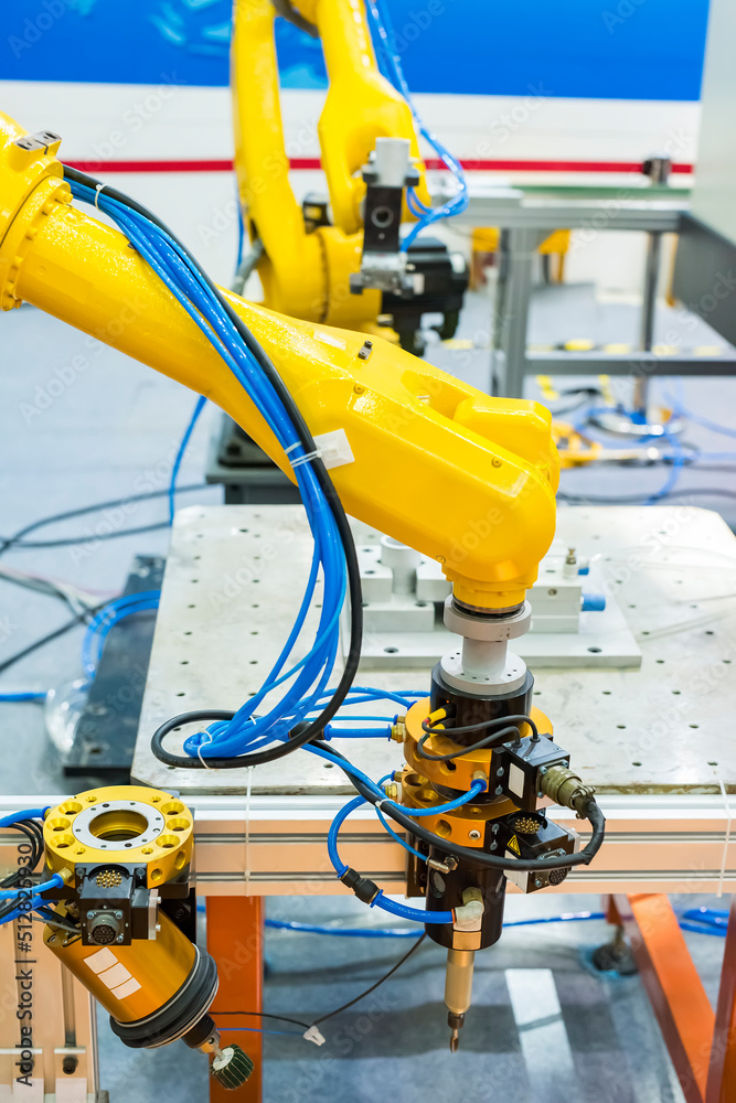 automated arm catch for assembly line. The robot for smart technology manufacturing process. automated arm catch for assembly line. The robot for smart technology manufacturing process.