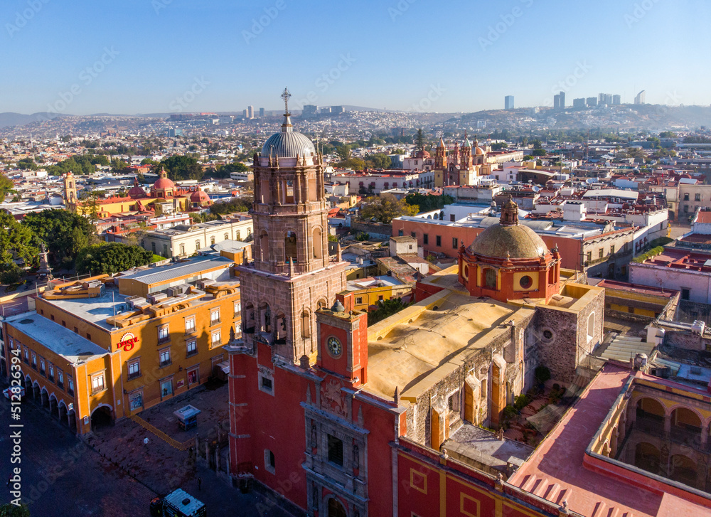An aerial view of Queretaro City, Mexico. Drone photo in the morning in City center