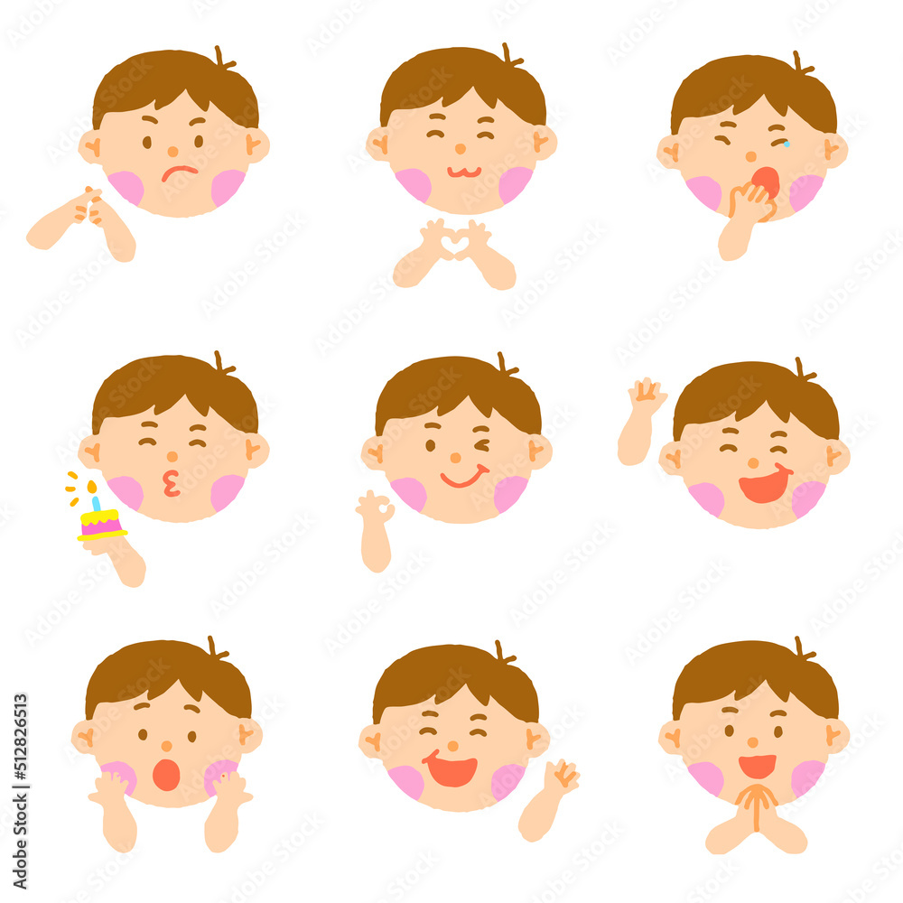 Cute Brown Brunette Hair Brown Eye Boy Kids Children Different Expression Emotions Emotional Emoticon Hand Doodle Character Feelings Faces Collection Set Icon Vector illustration Cute Brown Brunette Hair Brown Eye Boy Kids Children Different Expression Emotions Emotional Emoticon Hand Doodle Character Feelings Faces Collection Set Icon Vector illustration