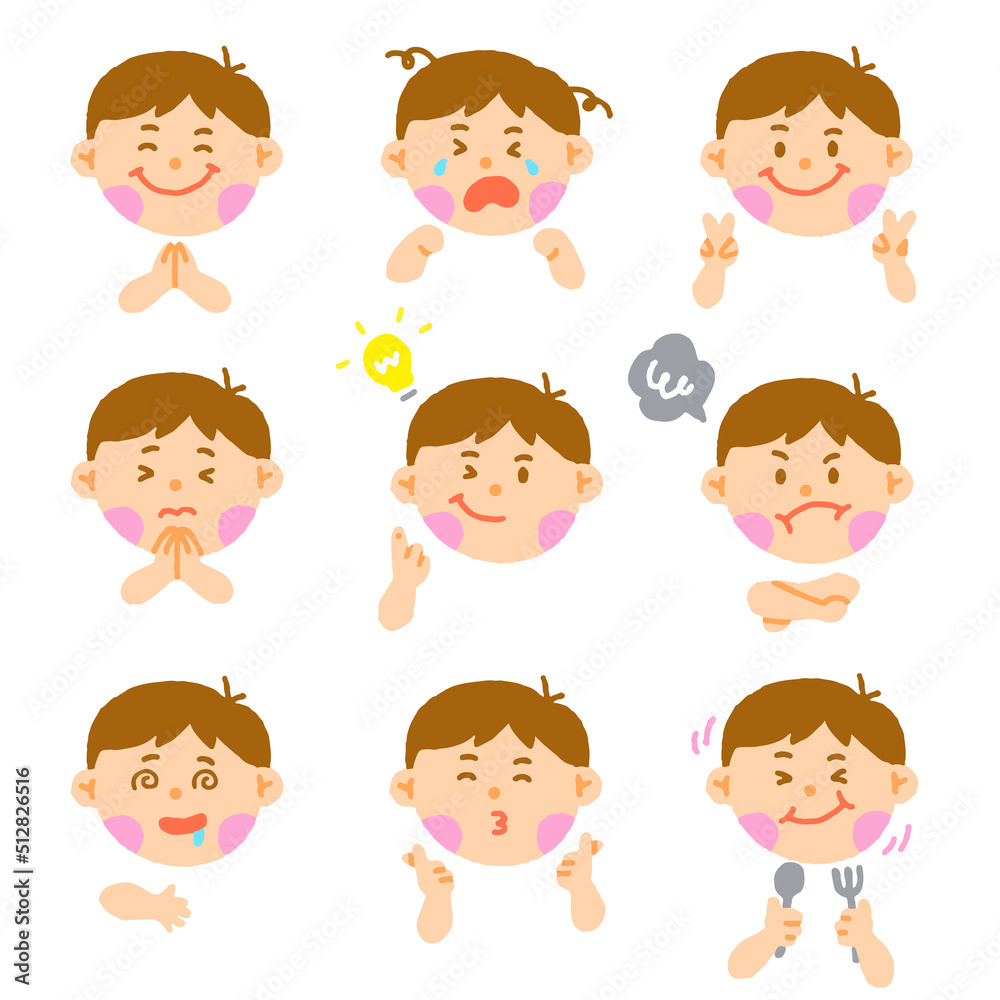 Cute Asian Boy Long Brown Hair Eye Kids Child Children Shcool Different Expression Emotion Emotional Emoticon Hands Doodle Character Feelings Faces Collection Set Bundle Icon Vector Illustration Cute Asian Boy Long Brown Hair Eye Kids Child Children Shcool Different Expression Emotion Emotional Emoticon Hands Doodle Character Feelings Faces Collection Set Bundle Icon Vector Illustration