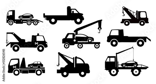 Towing silhouettes premium vector 