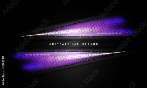 Abstract black modern background with translucent purple triangular design elements. Modern abstract technology background concept. Vector illustration