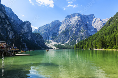 Lago di Braies  beautiful lake in the Dolomites