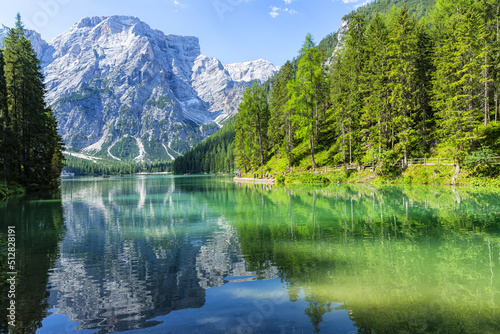 Fototapeta Naklejka Na Ścianę i Meble -  Lago di Braies, beautiful lake in the Dolomites