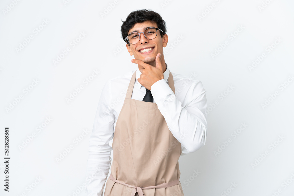 Restaurant Argentinian waiter isolated on white background smiling