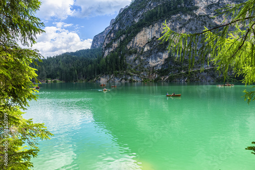 Lago di Braies, beautiful lake in the Dolomites photo