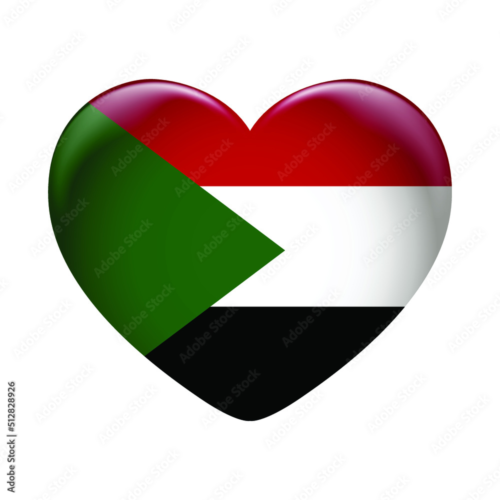 Sudan flag icon isolated on white background. Sudan flag. Flag icon glossy.