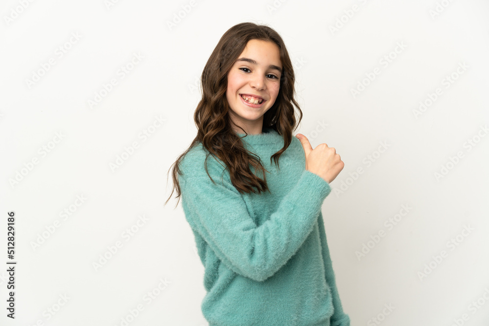 Little caucasian girl isolated on white background proud and self-satisfied Little caucasian girl isolated on white background proud and self-satisfied