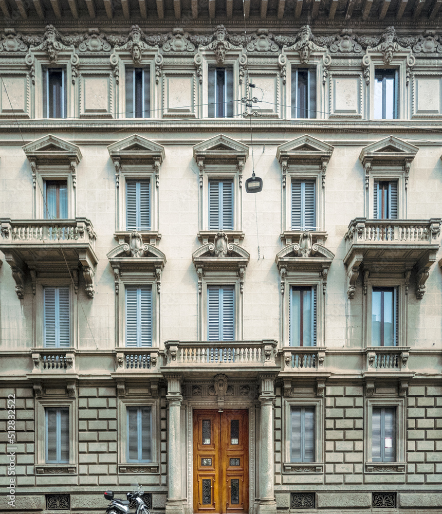 historic building in the center of Milan, Italy.19th century historic building in the center of Milan, Italy.19th century