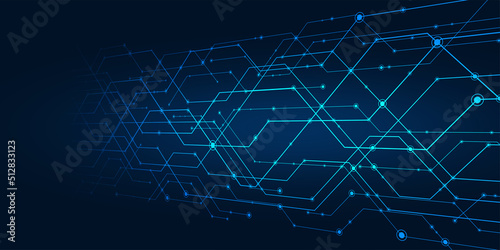 Technology background.Circuit board with the light dark blue.