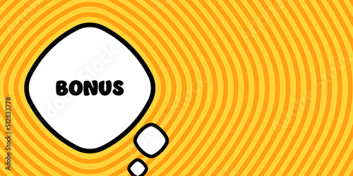 Speech bubble with bonus text. Boom retro comic style. Pop art style. Vector line icon for Business and Advertising