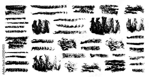 Grunge oil paint abstract strokes set. Oil paint brush daubs and smears. Ink splatter backgrounds collection. Grunge strokes. Paint brush textures. Abstract quirky scribbles. Rough grungy overlays.