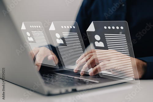 Job hiring and online recruitment concepts agency interview select a resume process.