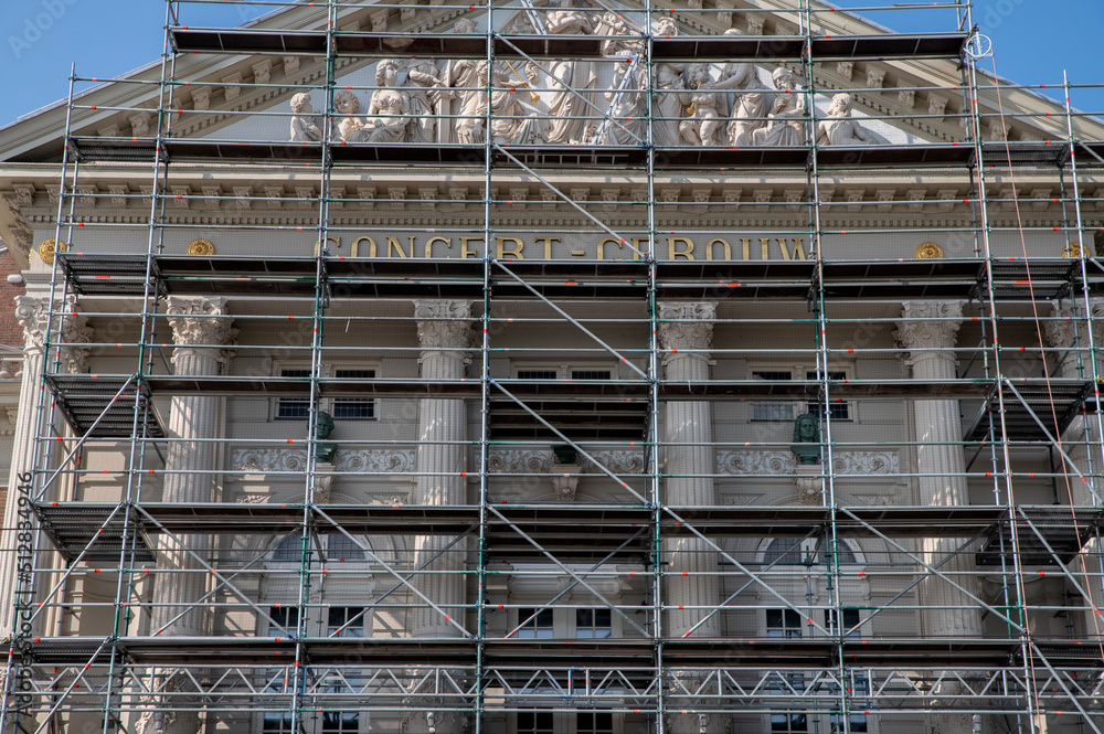 Close Up Scaffolds At The Concertgebouw Building At Amsterdam The Netherlands 23-4-2022