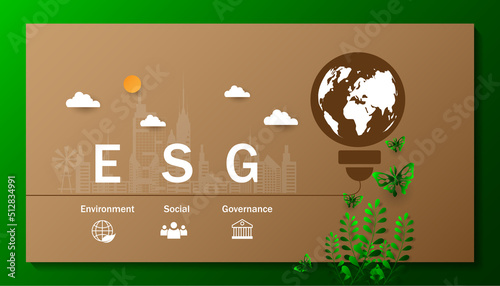Banner ESG - Environmental, Social and Corporate Governance. concept of business trend. vector design illustration.