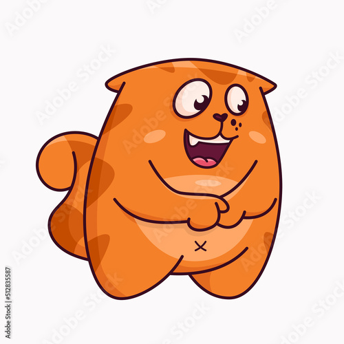 Cute red cat. Shows joyful, delighted emotion, 