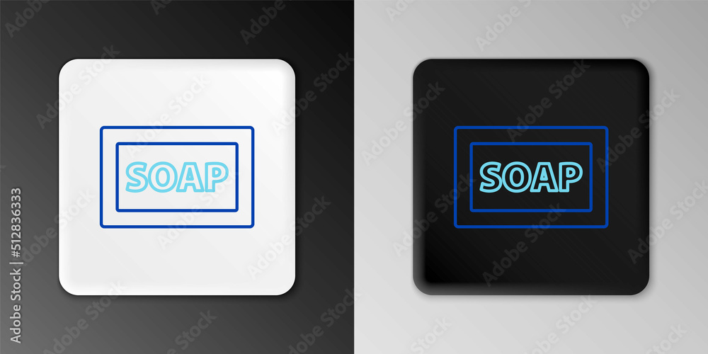 Line Bar of soap icon isolated on grey background. Soap bar with bubbles. Colorful outline concept. Vector