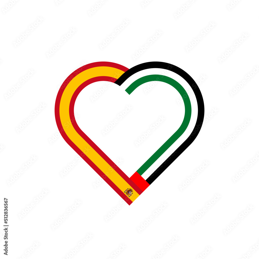 unity concept. heart ribbon icon of spain and united arab emirates flags. vector illustration isolated on white background unity concept. heart ribbon icon of spain and united arab emirates flags. vector illustration isolated on white background